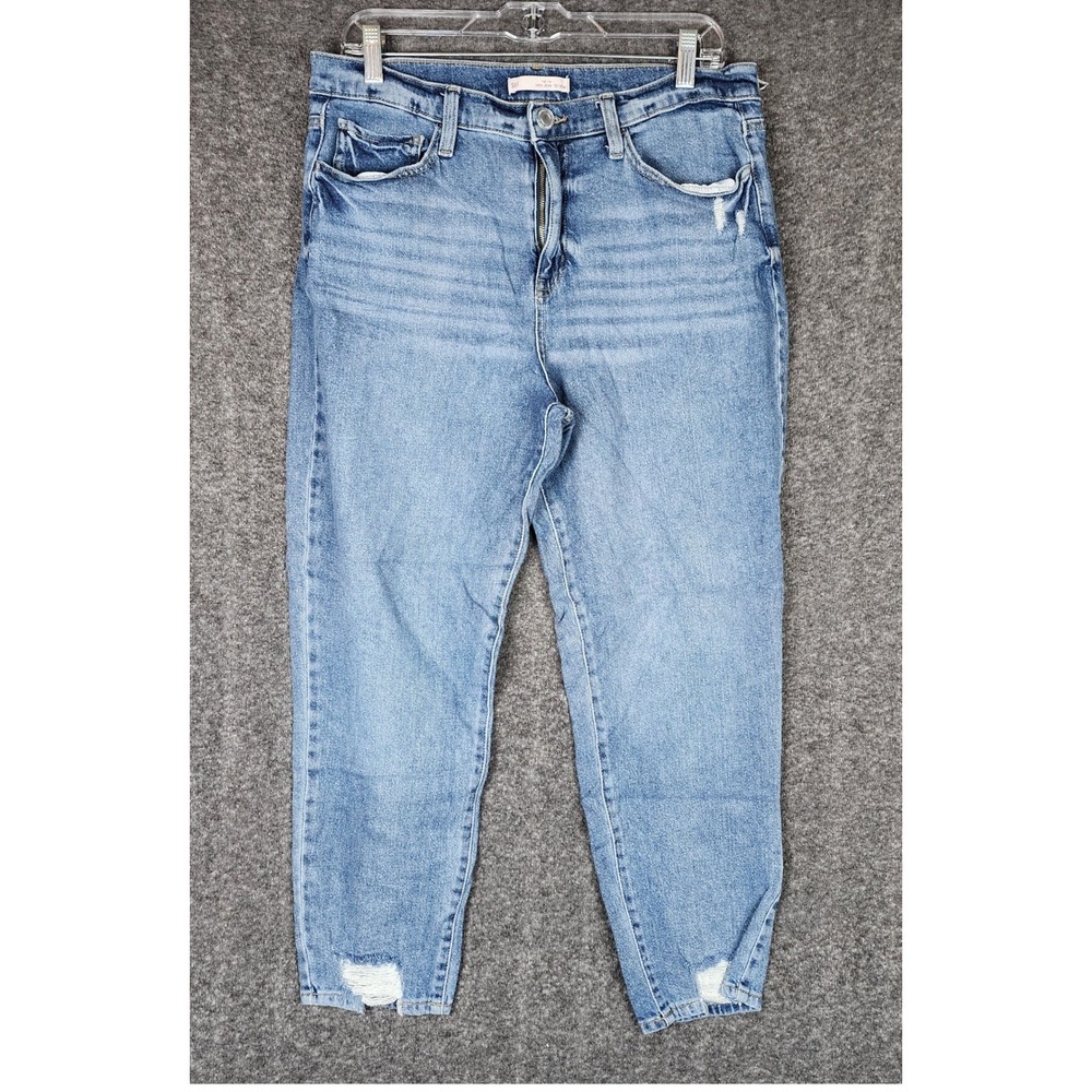SO Jeans Womens 13 High Rise Mom Jean Blue Distressed EUC